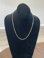 14K gold rope chain necklace 2mm wide 20” long 9.13 grams