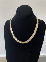 18K Gold Tri-Color yellow/white/rose necklace 29.26 grams