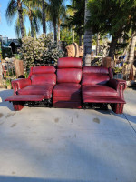 Burgundy Recliner Leather Sofa