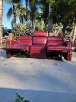 Burgundy Recliner Leather Sofa