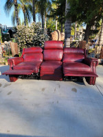 Burgundy Recliner Leather Sofa