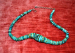 BLUE GREEN Graduated Turquoise Disc Rondelle Gemstone Beads Necklace