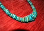 BLUE GREEN Graduated Turquoise Disc Rondelle Gemstone Beads Necklace