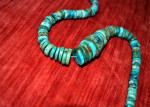 BLUE GREEN Graduated Turquoise Disc Rondelle Gemstone Beads Necklace
