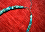 BLUE GREEN Graduated Turquoise Disc Rondelle Gemstone Beads Necklace