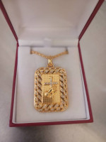 MEN'S GOLD PLATED "CROSS PRAYING HANDS" PENDANT