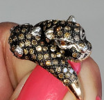10k Gold Champagne Chocolate Diamond 1 Carat Panther Ring