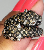 10k Gold Champagne Chocolate Diamond 1 Carat Panther Ring