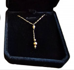 10k Gold Italy Twist Chain Gold Ball Lariat Necklace