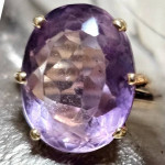 14k Gold Large Amethyst Solitaire Ring