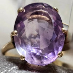 14k Gold Large Amethyst Solitaire Ring