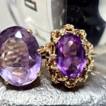 14k Gold Large Amethyst Solitaire Ring