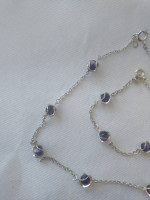 Bracelet with matching necklace with purple beads