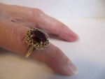 14 KT YG FILIGREE GARNET SOLITAIRE SIZE 5 RING