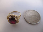 14 KT YG FILIGREE GARNET SOLITAIRE SIZE 5 RING