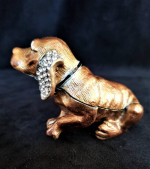 Gold Enamel Over Metal Dog Trinket Box Keepsake Box Austrian Crystals
