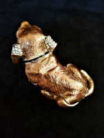 Gold Enamel Over Metal Dog Trinket Box Keepsake Box Austrian Crystals