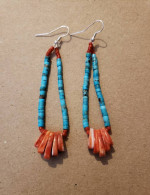 Native turquoise shell dangling earrings