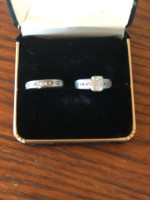 2 karat plantinum emerald cut wedding rings