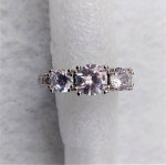 Brand New Beautiful White Gold Filled** 3 Zircon Stones Ring - Size 8