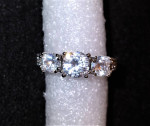 Brand New Beautiful White Gold Filled** 3 Zircon Stones Ring - Size 8