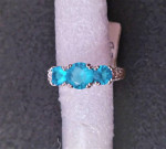 Brand New Shining 18K White Gold Filled 3 Acid Blue CZ Ring - Size 8