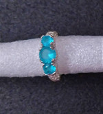 Brand New Shining 18K White Gold Filled 3 Acid Blue CZ Ring - Size 8