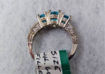 Brand New Shining 18K White Gold Filled 3 Acid Blue CZ Ring - Size 8