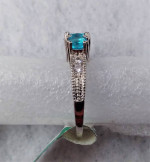 Brand New Shining 18K White Gold Filled 3 Acid Blue CZ Ring - Size 8