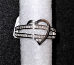 Brand New Brilliant Platinum Plated Heart Ring - Size 8