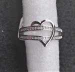 Brand New Brilliant Platinum Plated Heart Ring - Size 8