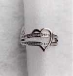 Brand New Brilliant Platinum Plated Heart Ring - Size 8