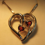 925 Sterling Heart on 925 Chain W/Garnets