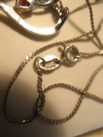 925 Sterling Heart on 925 Chain W/Garnets