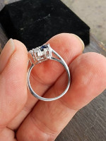 Women's Art Deco Sterling Silver Sapphire and Cz Ring