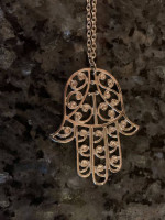 Hamsa Hand Silver 26 inches Necklace