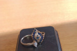 Gold engagement ring, gold sapphire ring, Tiffany silver chain, 18k..