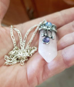 Crystal Healing Pendant Amethyst Moonstone - Sterling Chain Necklace