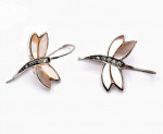 Sterling Silver Mother Of Pearl Dragonfly Earrings