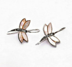 Sterling Silver Mother Of Pearl Dragonfly Earrings