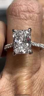 3.37ct. D, VVS2, Radiant diamond RING (lab) pave setting- GIA