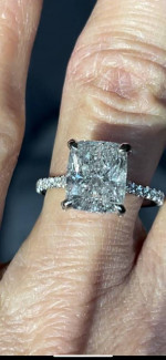 4.12ct. Natural Cushion Cut Diamond Custom Ring, D color, I1