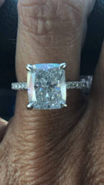 4.12ct. Natural Cushion Cut Diamond Custom Ring, D color, I1