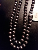 Pearl Necklace, 8mm dark grey, 66in strand