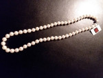 Pearl Necklace 18in, 8mm Silver White