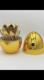 Egg-shaped cutlery set, 36 pieces