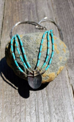 Genuine Navajo, Turquoise, liquid silver beaded necklace. EUC, beautiful!