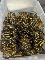 375 brass bangles with black beads