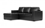 NEW Luigi Full Pullout Sofa Chaise in Black, Left Facing