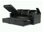 NEW Luigi Full Pullout Sofa Chaise in Black, Left Facing